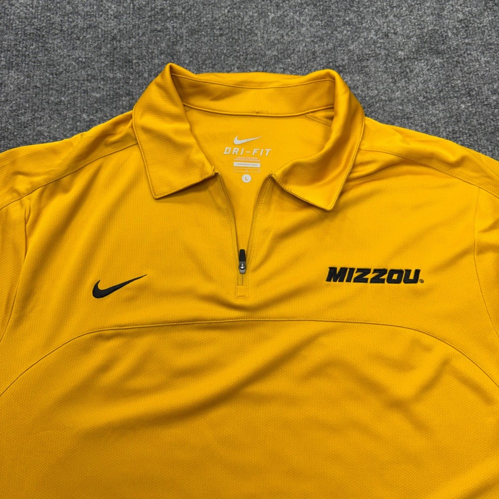 Nike Mizzou Tigers Dri-FIT Quarter Zip Polo Shirt Mens Large Gold 513973-715 NWT - Picture 4 of 10